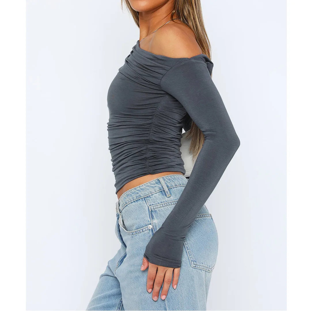 Damen Oberteil Langarm Twisted Top Modern