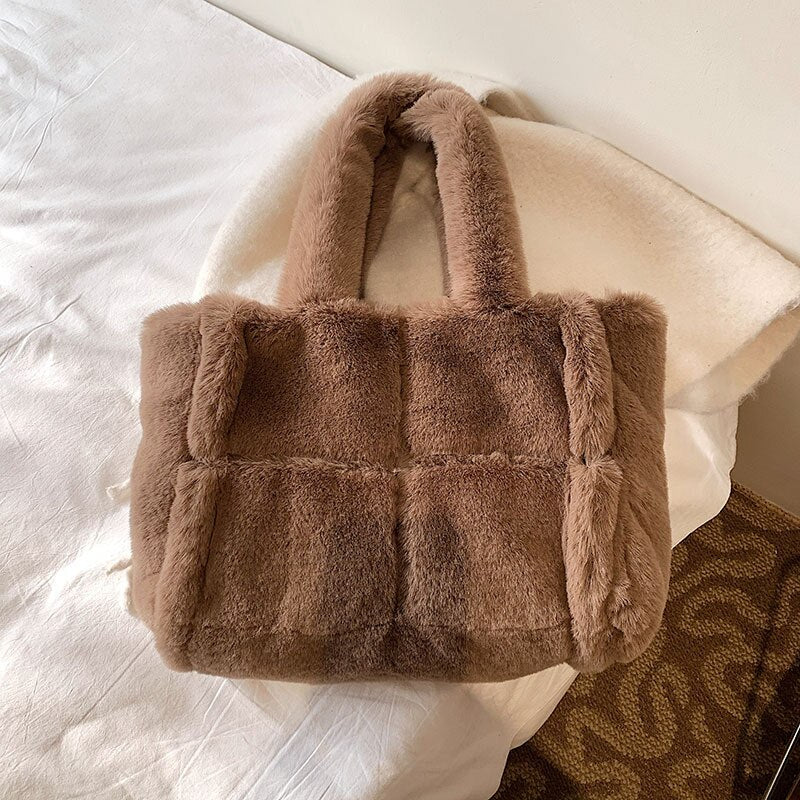 Weiche Plüsch Handtasche Damen Winterlich Elegant