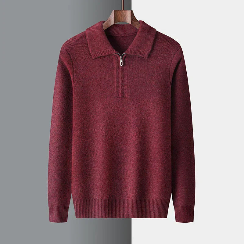 Herren Strickpullover Winterwarm mit Halbzippverschluss - BerlinGlamour