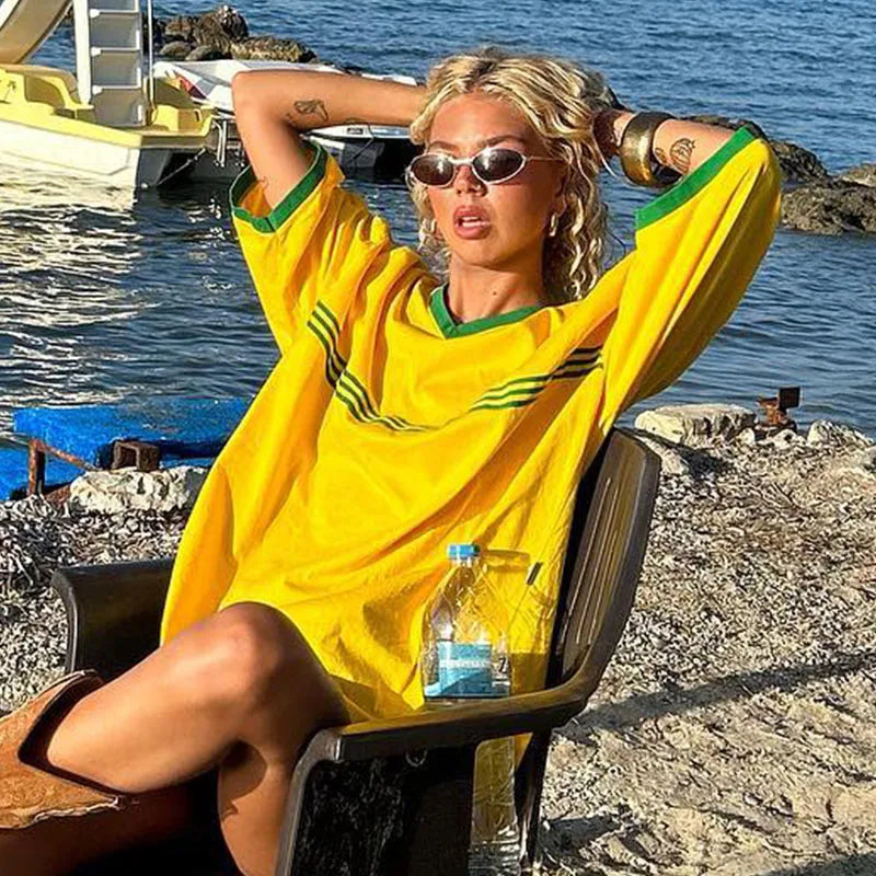 Damen T-Shirt Oversized Retro Style Sportlich