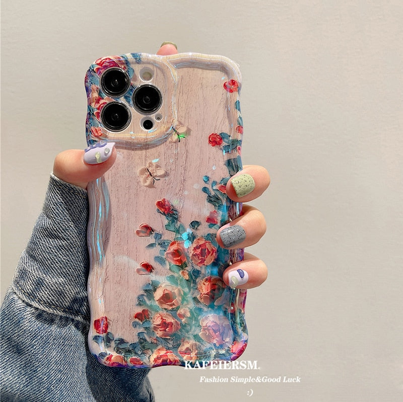 Blumen iPhone Hülle Floral Muster Glitter Frauen