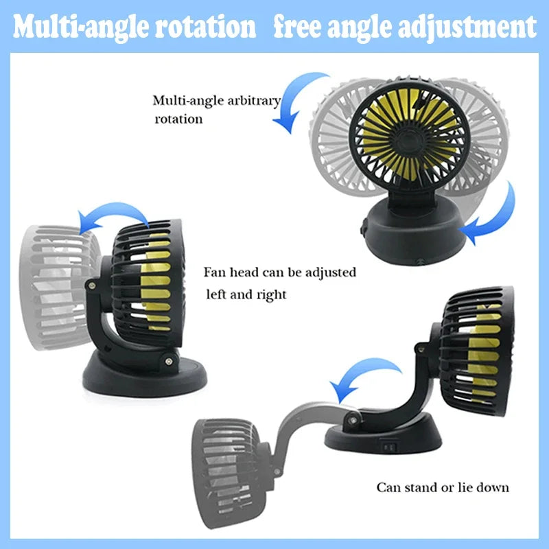 Auto Ventilator 12V/24V/5V, Drehbar, Kompakt, USB