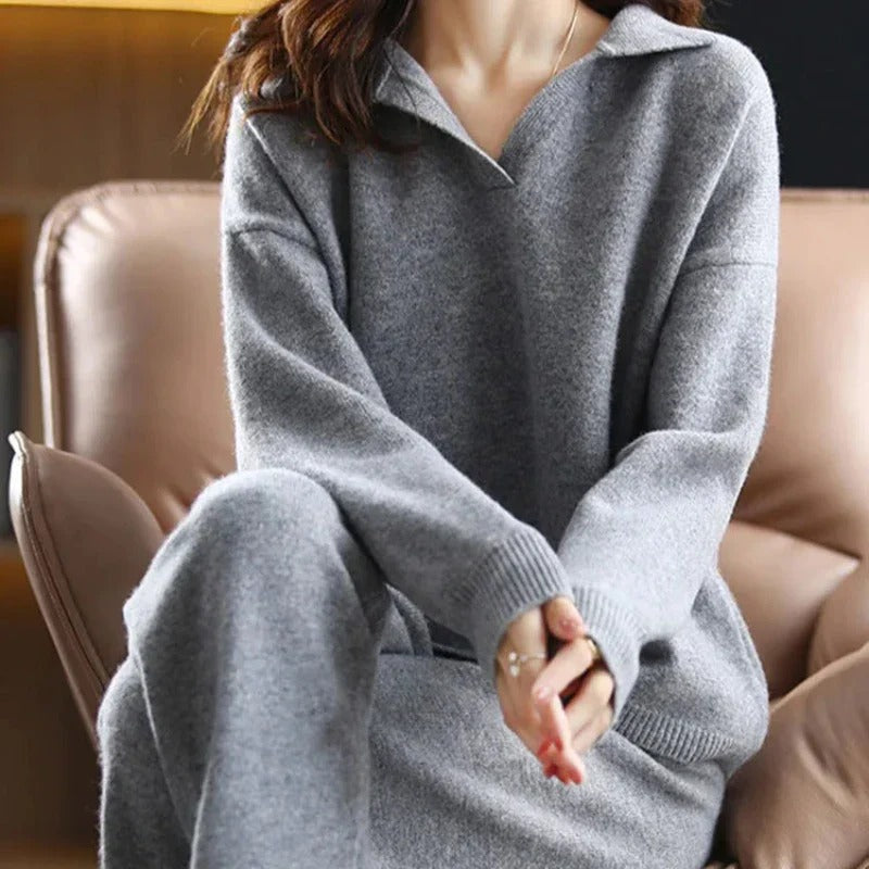 Damen Sportlich Komfort Set Pullover und Hose
