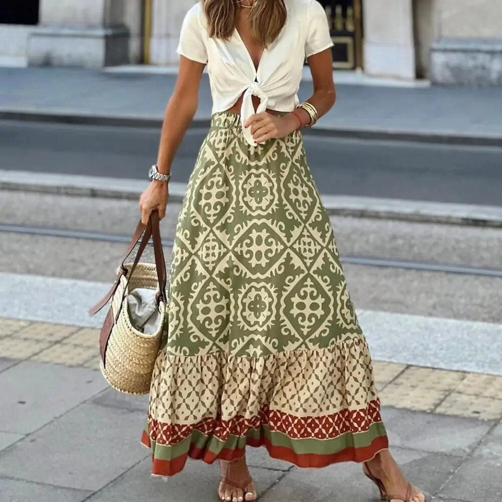Boho Maxi Rock Damen Lang Kleid Floral Print