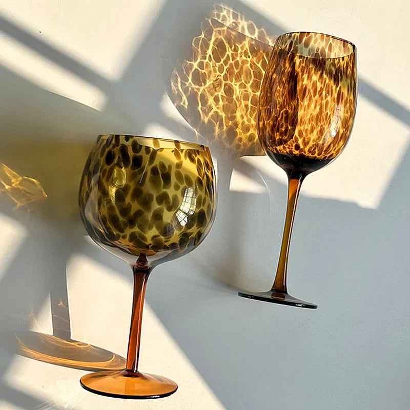 Weinglas Vintage Leopard Muster Dekorativ