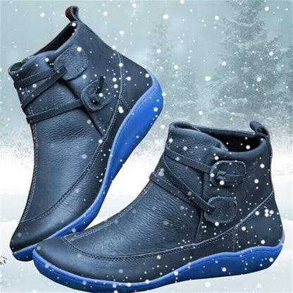 Damen Lederstiefel Warm Bequem Winter