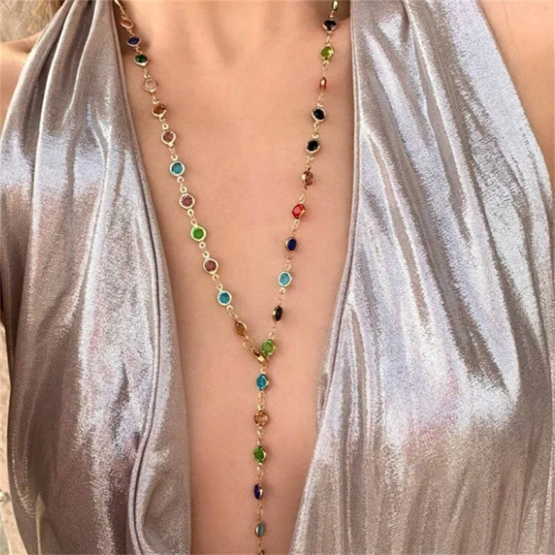 Schmuck Halskette Zirkon Kristall Damen Kette Bunt - BerlinGlamour