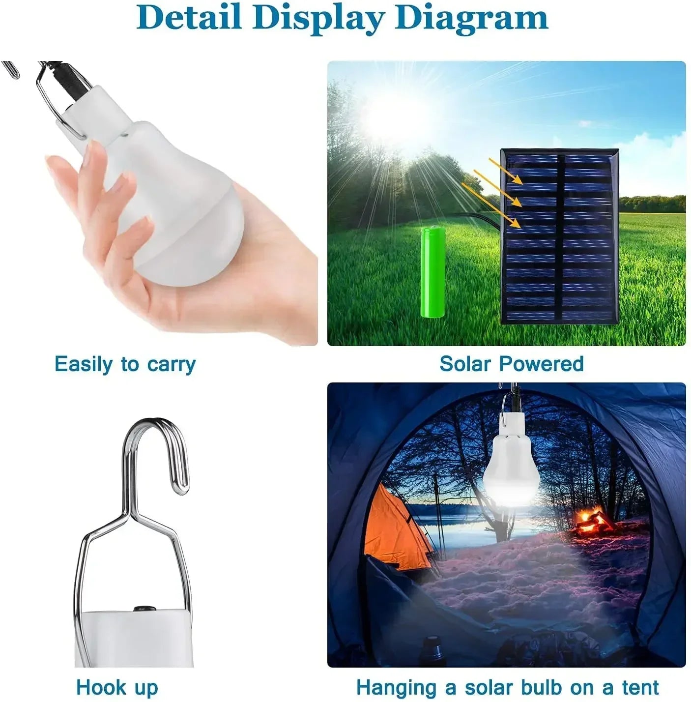 Tragbare LED-Lampe Solar USB Aufladbar Wasserdicht