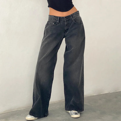 Damen Jeans Weitbein Helle Vintage Jeans