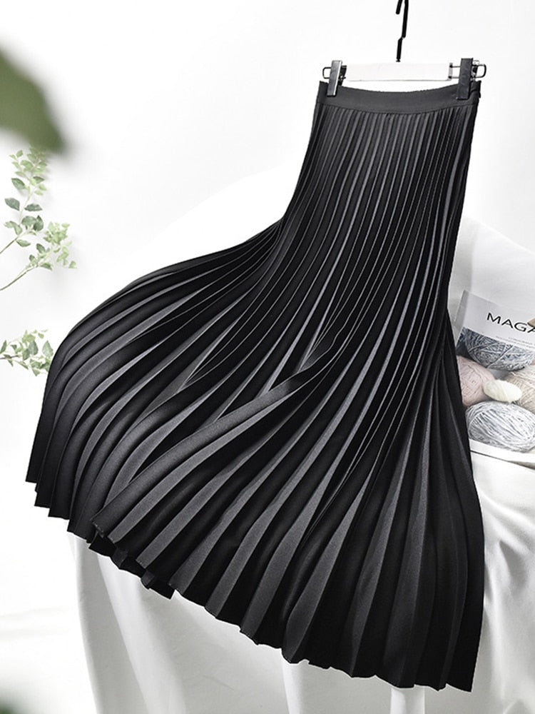 Damenrock Hohe Taille Eleganter Plisseerock Luxus