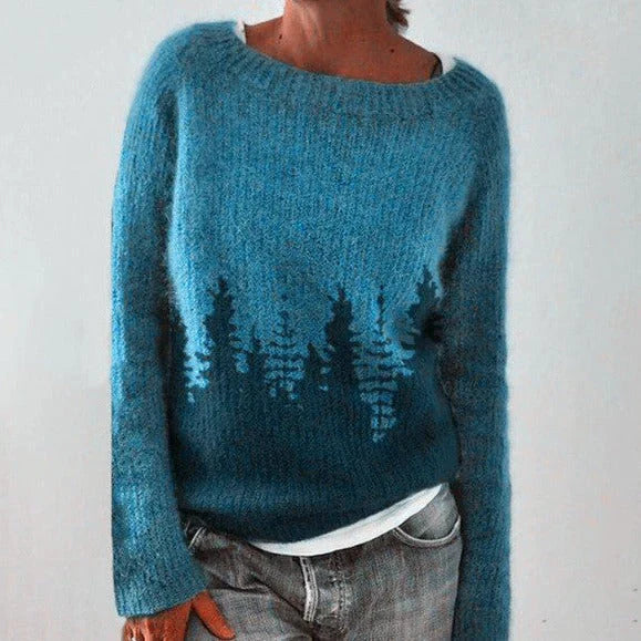 Damen Pullover Weihnachten Nordisch Warm