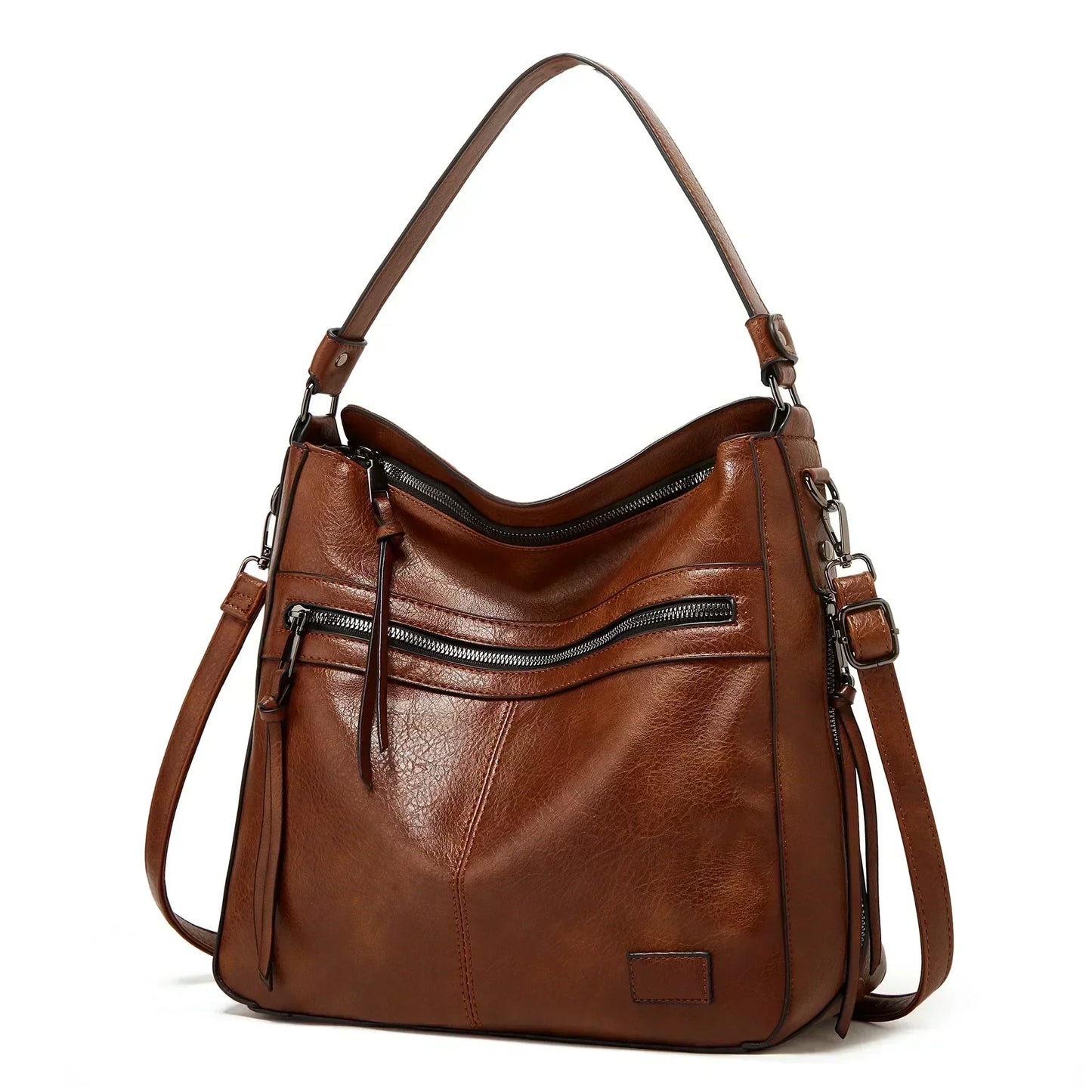 Leder Umhängetasche Elegante Damenhandtasche Schwarz
