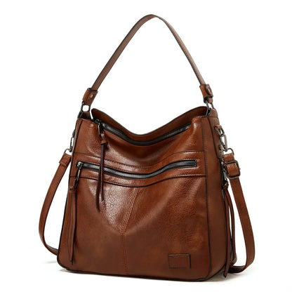 Leder Umhängetasche Elegante Damenhandtasche Schwarz