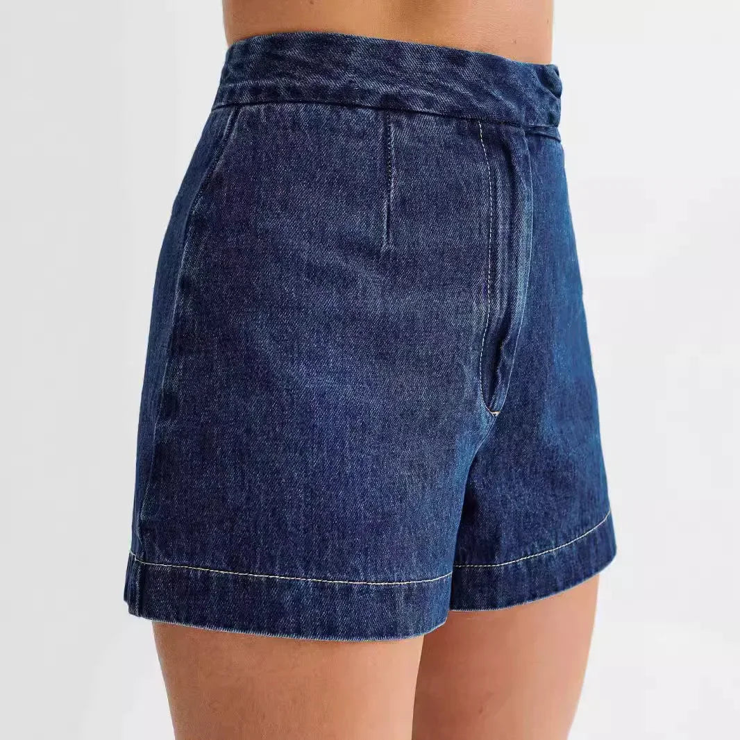 Denim Zweiteiler Set mit Weste und Shorts Sommer