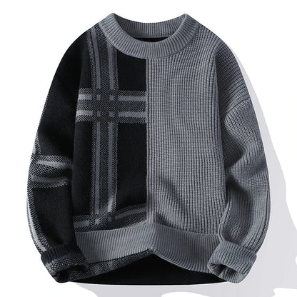 Herren Pullover Rundhals Colorblock Warm Winter