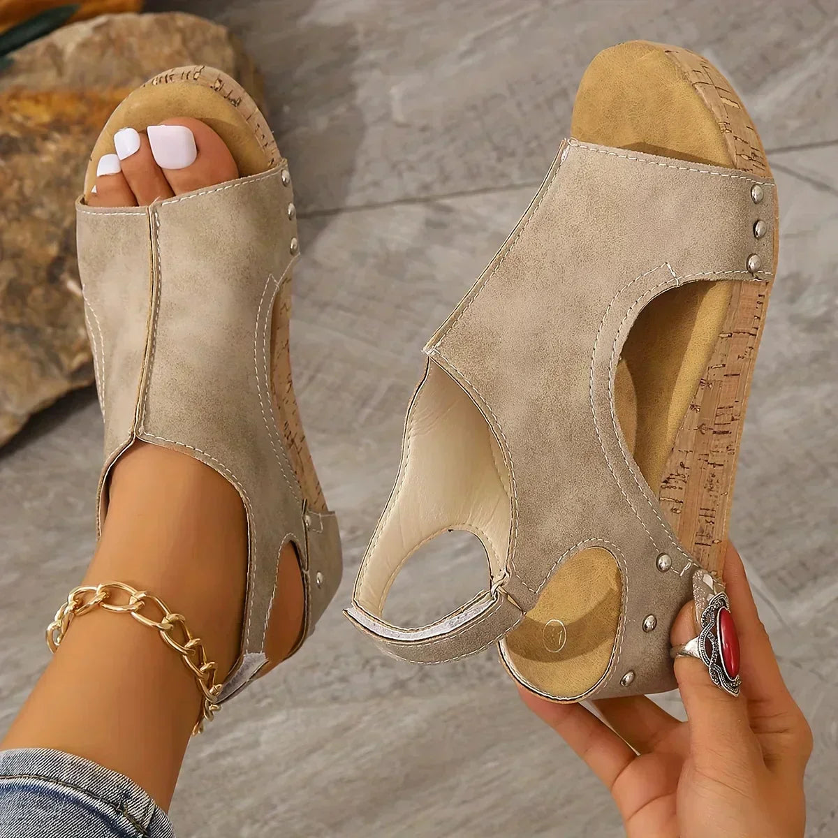Stilvolle Keilsandaletten Damen Bequem Elegant