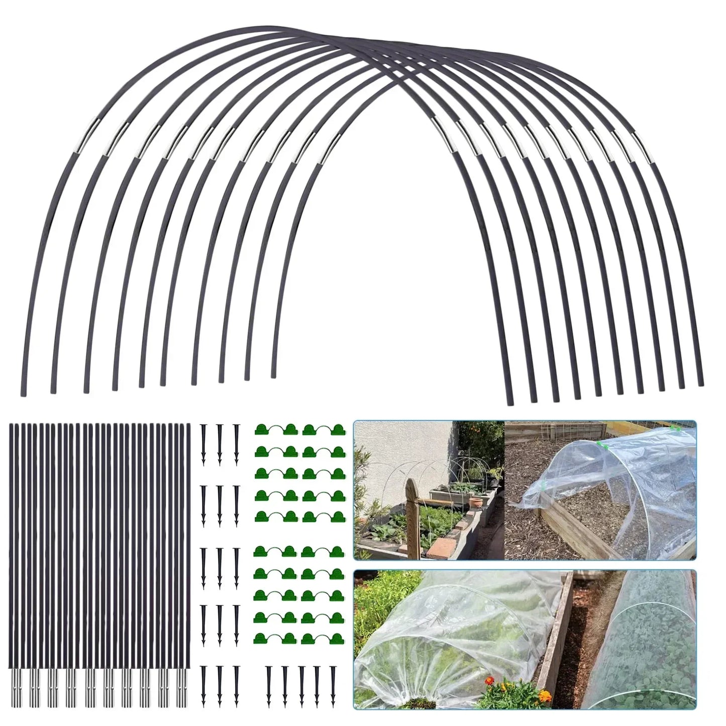 Gartenbügel-Set Fiberglasrostfrei für Hochbeete und Frühbeet - BerlinGlamour