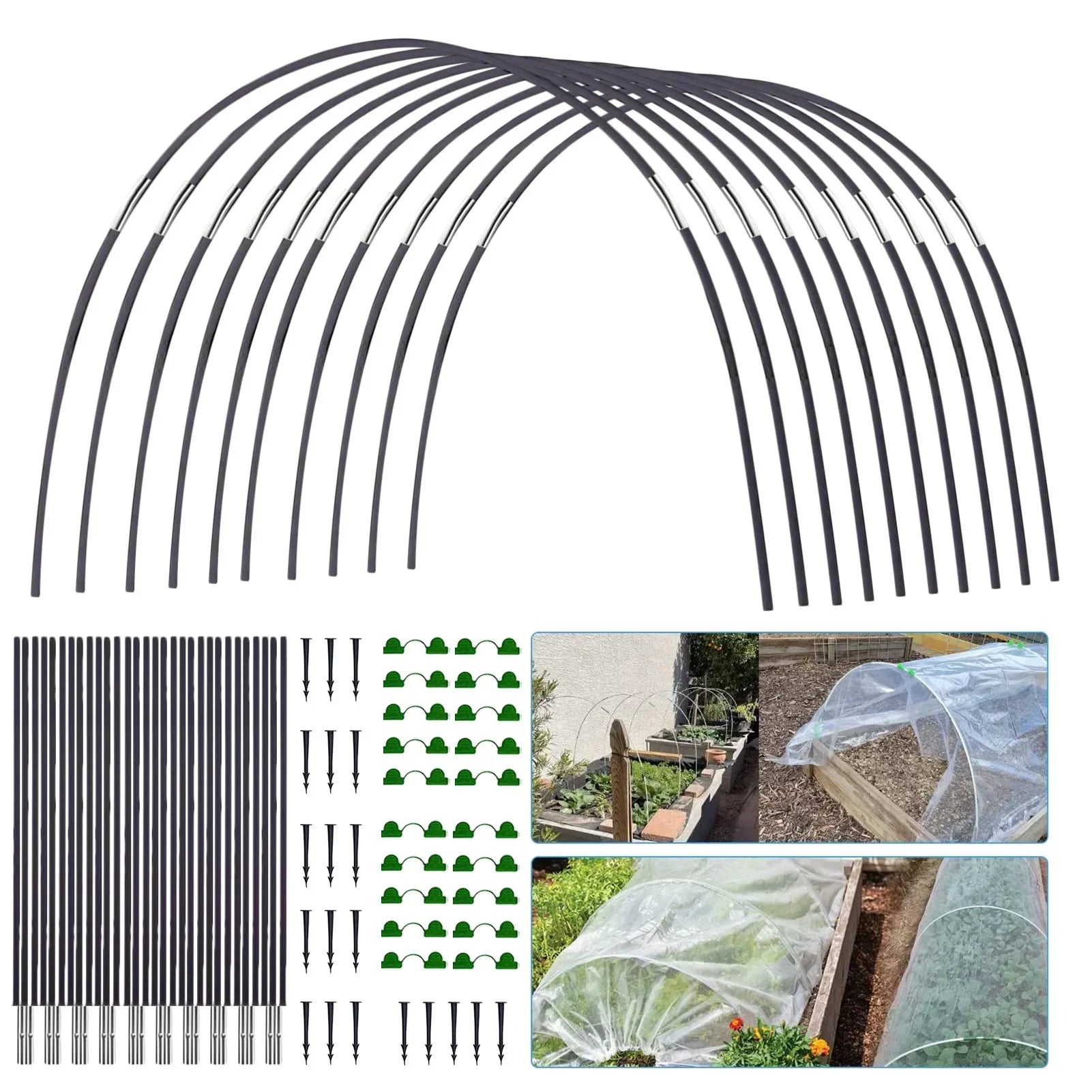 Gartenbügel-Set Fiberglasrostfrei für Hochbeete und Frühbeet - BerlinGlamour