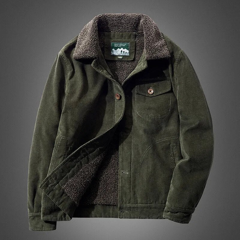 Herren Cordjacke Warm Fleece Winterjacke Stilvoll