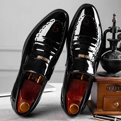 Elegante Lackslipper Schwarz Formell Business