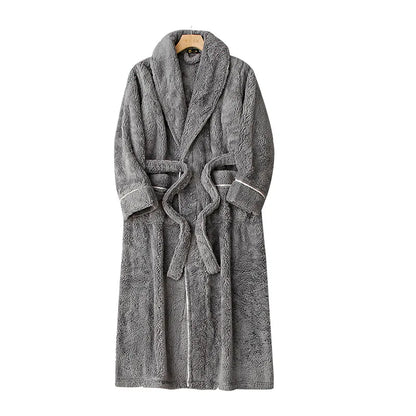 Veloura Luxus Bademantel Damen grau – warmer Morgenmantel mit Gürtel