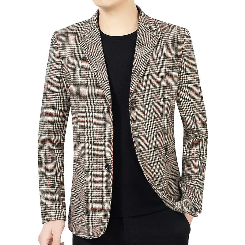 Herren Blazer Elegant Tweed Modern Slim Fit