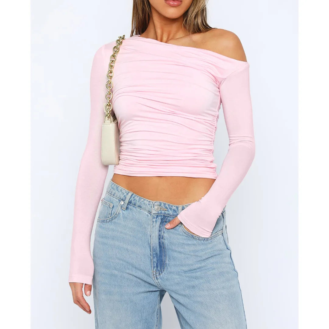 Damen Oberteil Langarm Twisted Top Modern