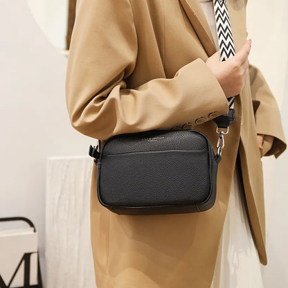 Leder Umhängetasche Damen Elegant Schwarz
