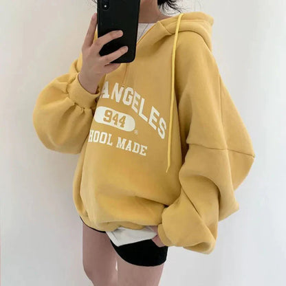 Große Hoodie Los Angeles Print Sportlich Leger