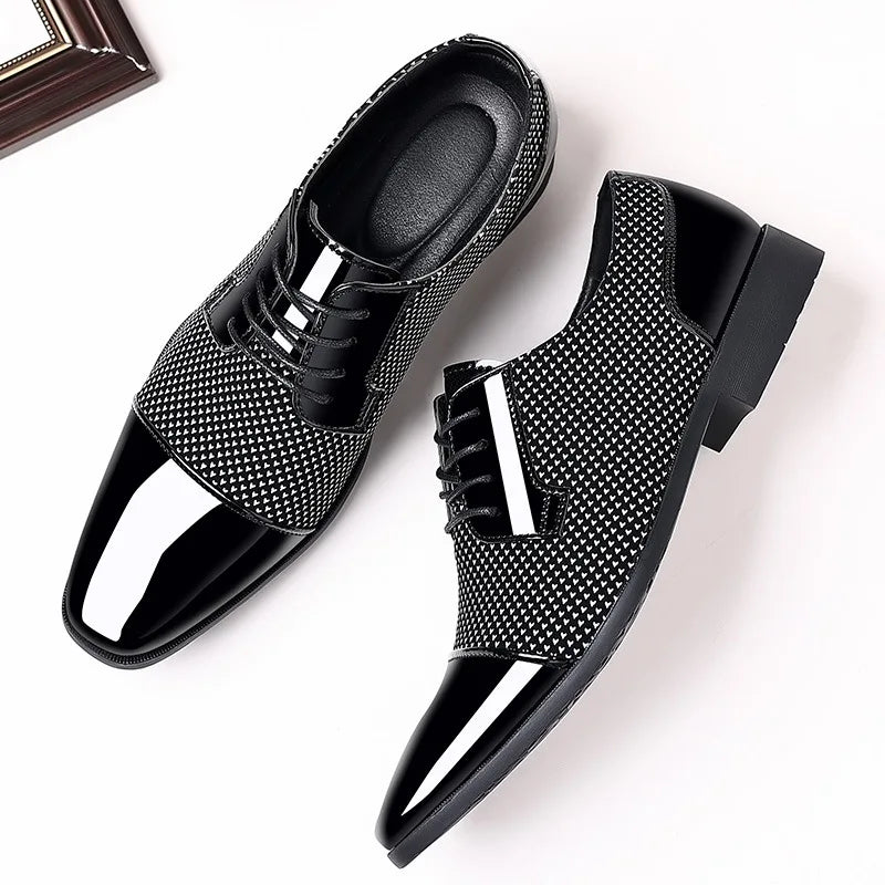 Leder Schuhe Herren Elegant Strass Schnürsenkel - BerlinGlamour
