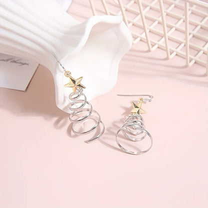 Weihnachtsbaum Ohrringe Spiral Dangle Glitzer