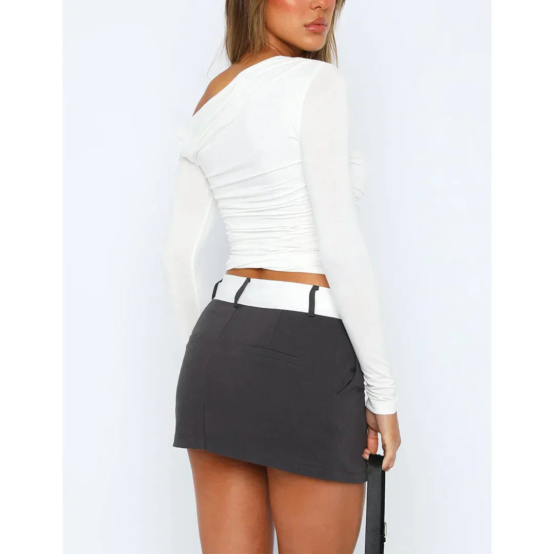 Damen Oberteil Langarm Twisted Top Modern