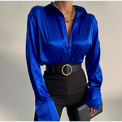 Elegante Satin Bluse Damen Modern