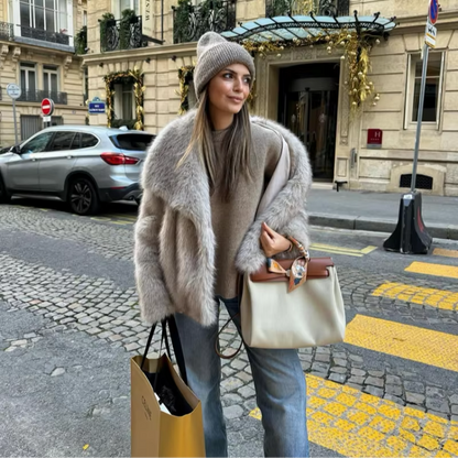 VelvetFur Damen Wintermantel Faux Fur Luxus