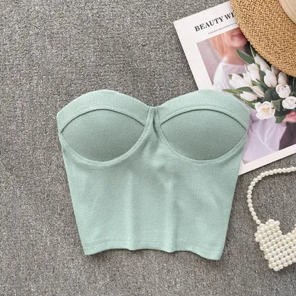 Damen Bustier-Top mit Rippenstruktur und Push-Up-Effekt