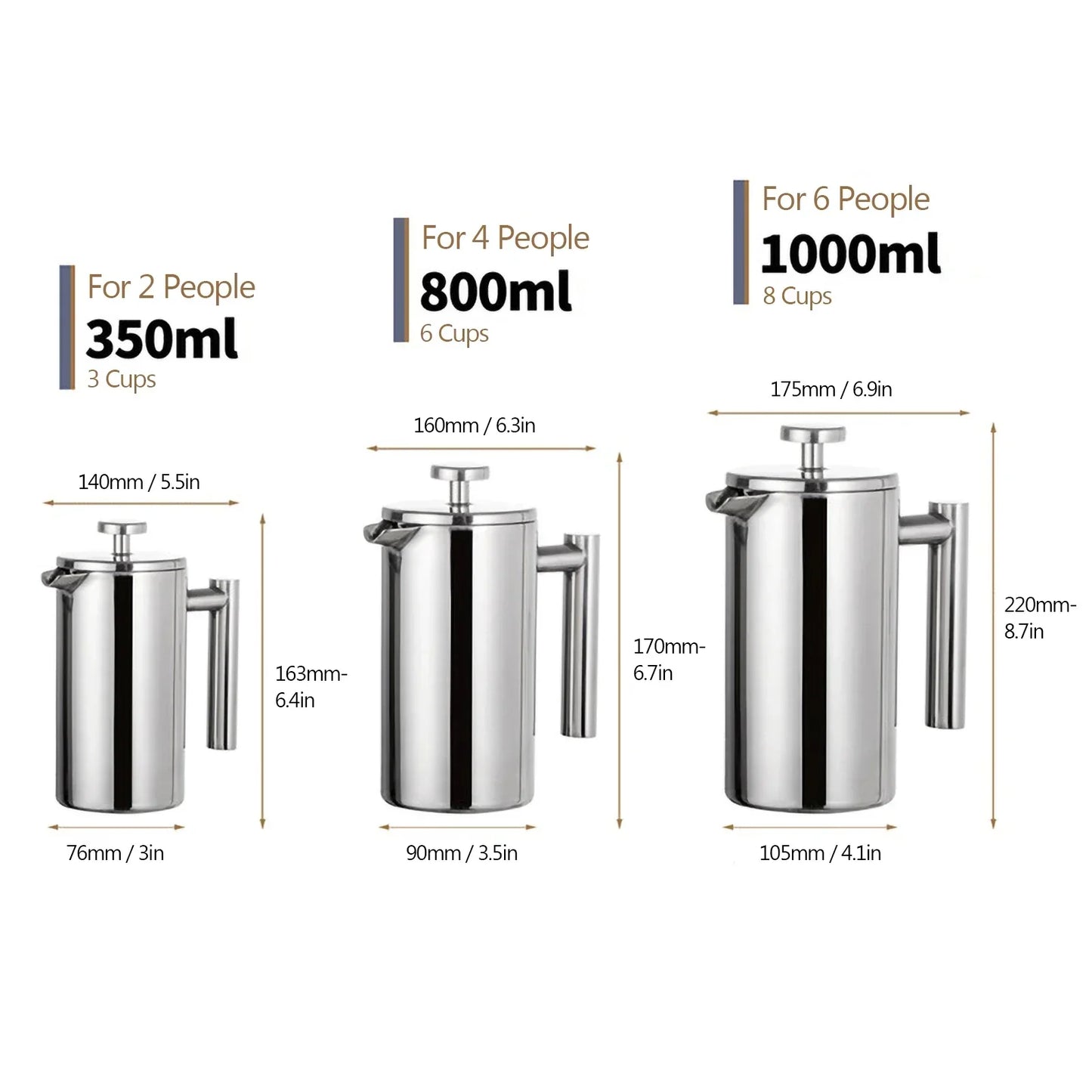 Edelstahl French Press Kaffeemaschine Modern Design