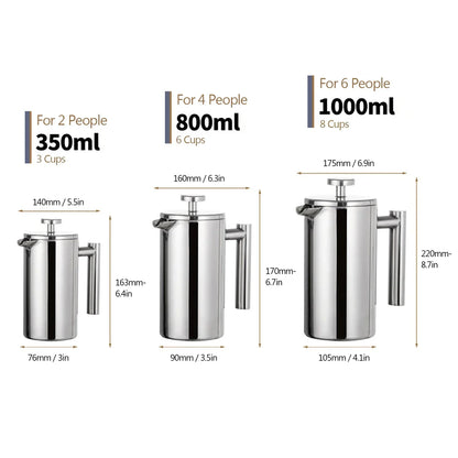Edelstahl French Press Kaffeemaschine Modern Design