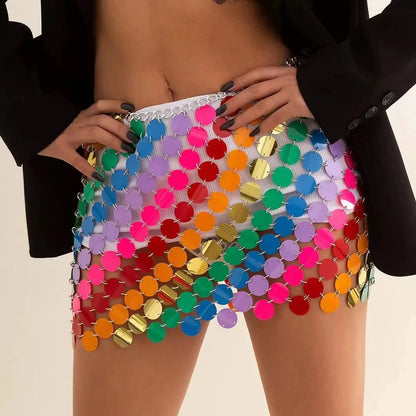 Glänzender Minirock Paillettenkleid Partyrock