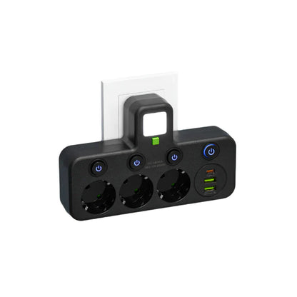 Mehrfachsteckdose mit USB und Typ-C, 2500W, Überspannungsschutz