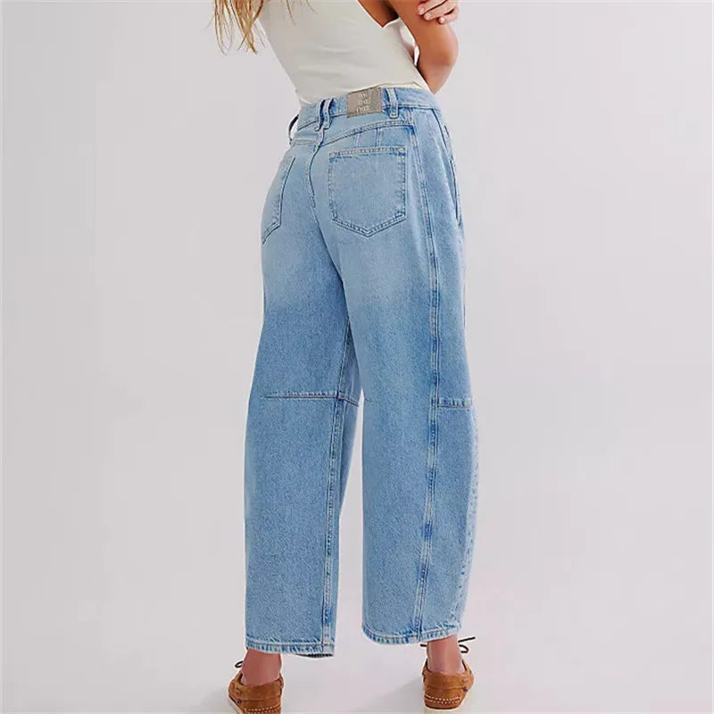 Damen Jeans Bequem Elastisch Baggy Stil