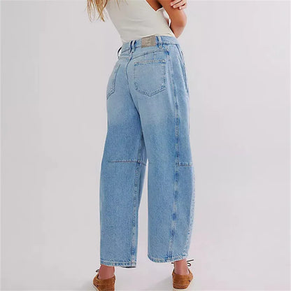Damen Jeans Bequem Elastisch Baggy Stil