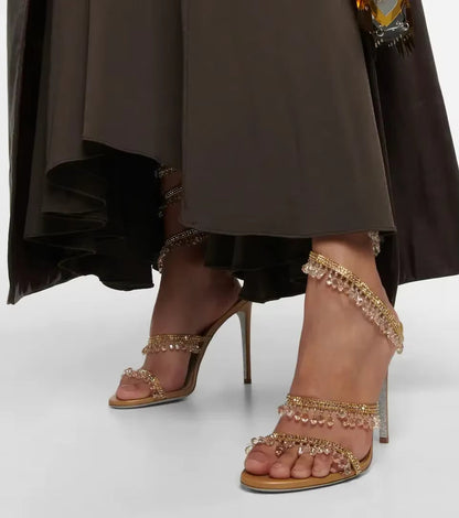 Damen Sandalen Hochhackig mit Knöchelriemen Elegant