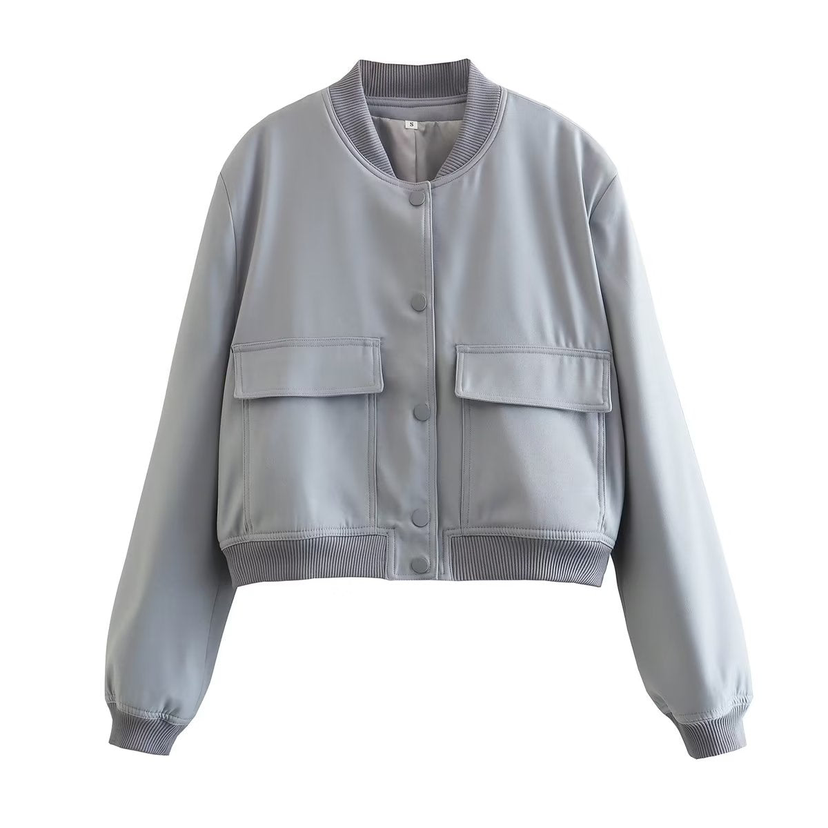 Damen Kurzjacke Modern mit Taschen und Cropped Schnitt