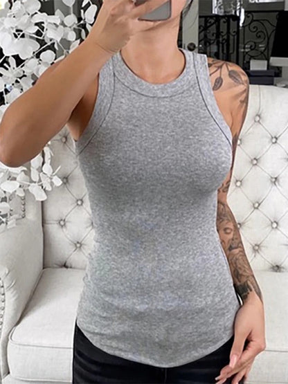 Damen Tanktop Ripp Optik Klassisch Elegannt