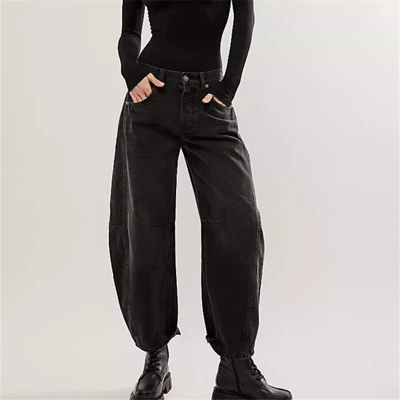 Damen Jeans Bequem Elastisch Baggy Stil - BerlinGlamour
