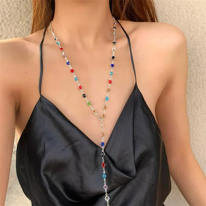 Schmuck Halskette Zirkon Kristall Damen Kette Bunt
