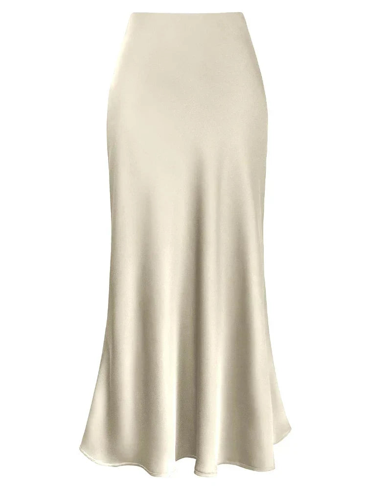 Elegante Damen Maxi Röcke Schwarz Seide Sommer