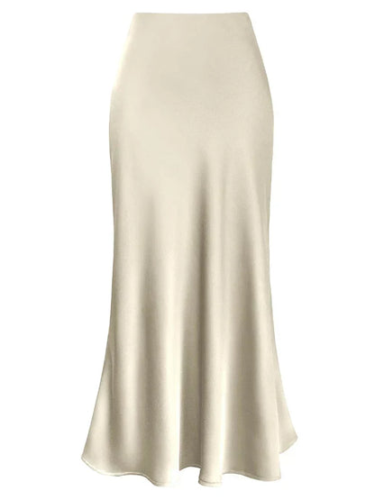 Elegante Damen Maxi Röcke Schwarz Seide Sommer