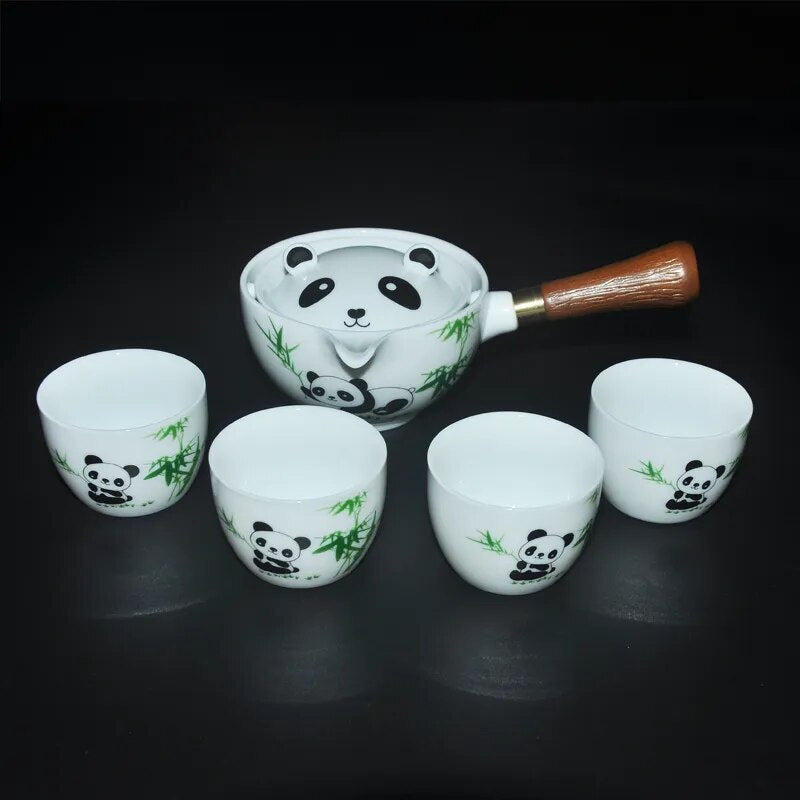Rotierendes Teeset Panda Marmor Modern - BerlinGlamour