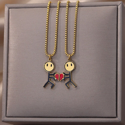 Herz Halskette Paar Doppelherz Liebe Kette